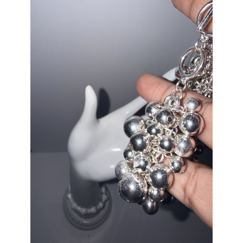 Chunky Silver Tone Beaded Bracelet Cha Cha - Picture 3 of 4